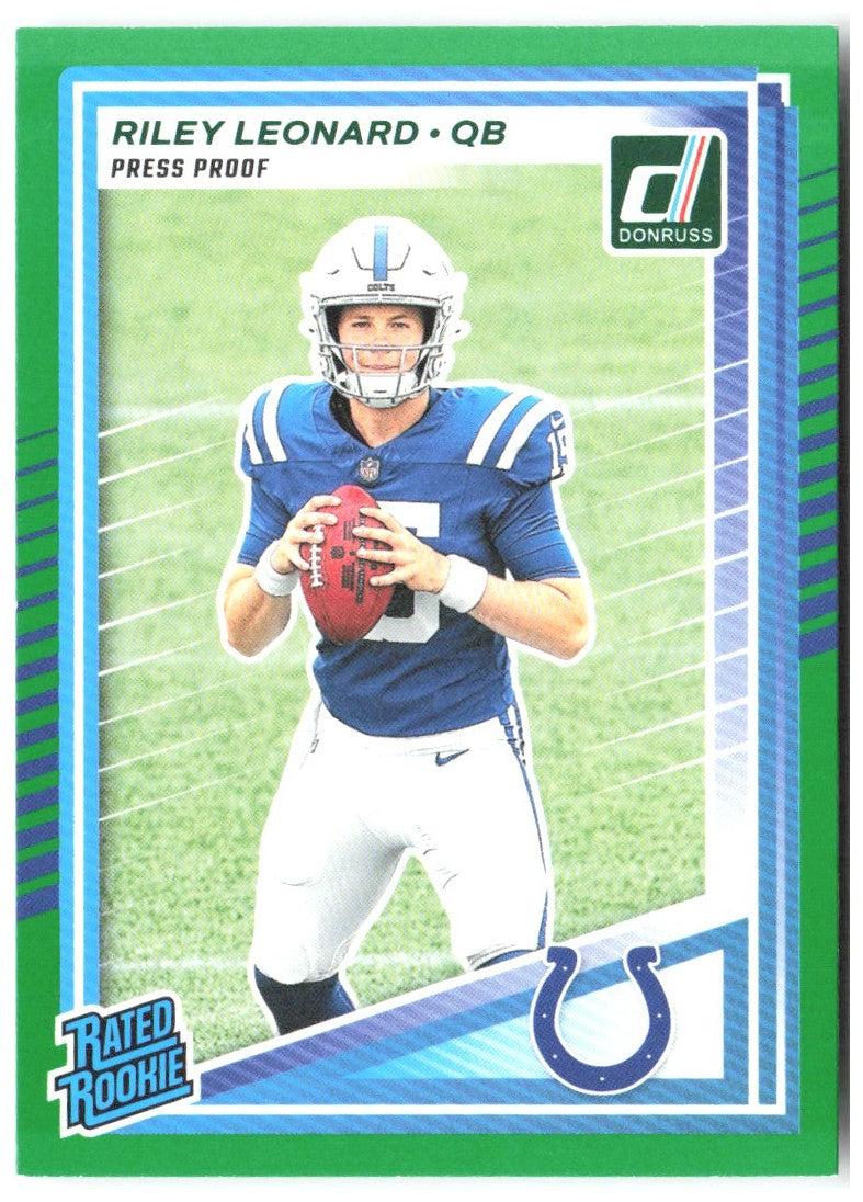 Riley Leonard Donruss - Press Proofs Green 341 2025 Indianapolis Colts