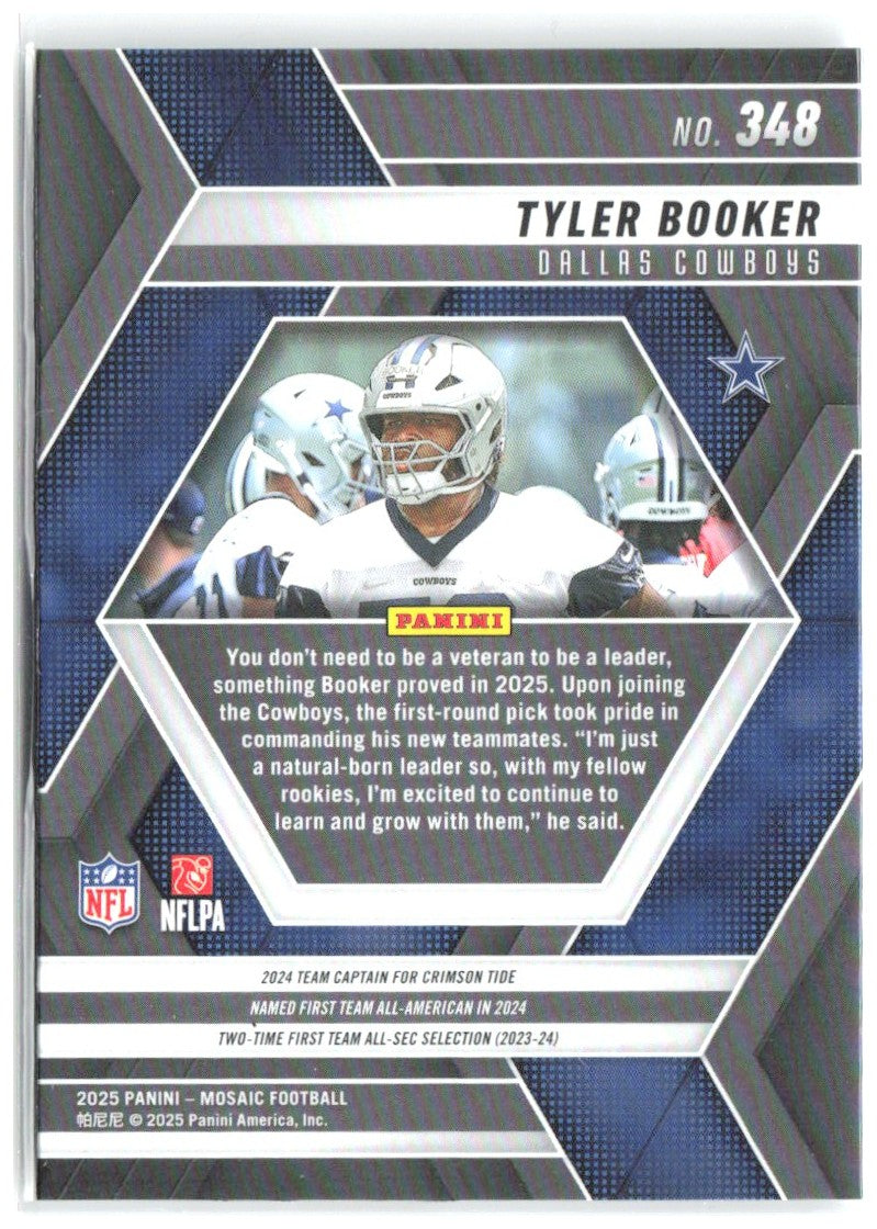 Tyler Booker Panini Mosaic 348 2025 Dallas Cowboys RC