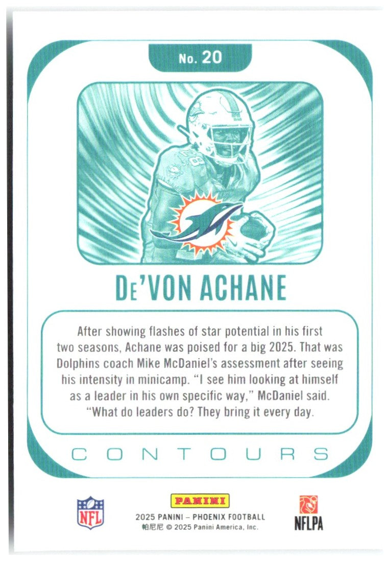 De'Von Achane Panini Phoenix - Contours 20 2025 Miami Dolphins