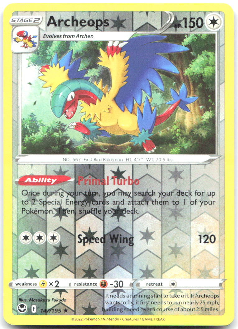 Archeops Reverse Holo Holo Rare SWSH12: Silver Tempest 147/195 NM Masakazu Fukuda