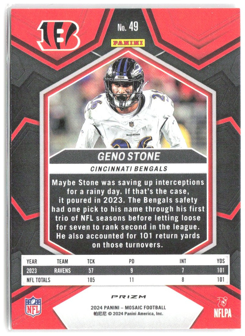 Geno Stone Panini Mosaic - Mosaic Camo Pink 49 2024 Cincinnati Bengals