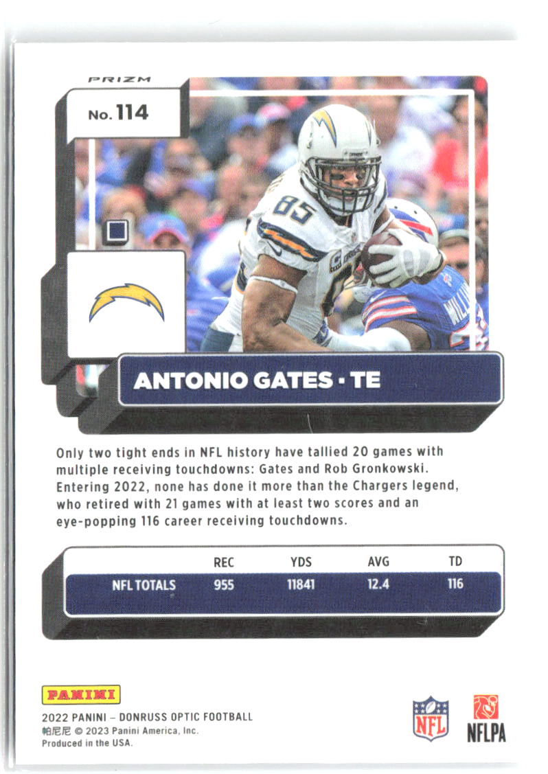 Antonio Gates Donruss Optic - Holo 114 2022 San Diego Chargers