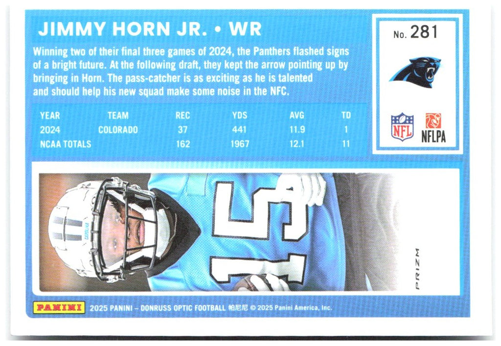 Jimmy Horn Jr. Donruss Optic - Holo 281 2025 Carolina Panthers