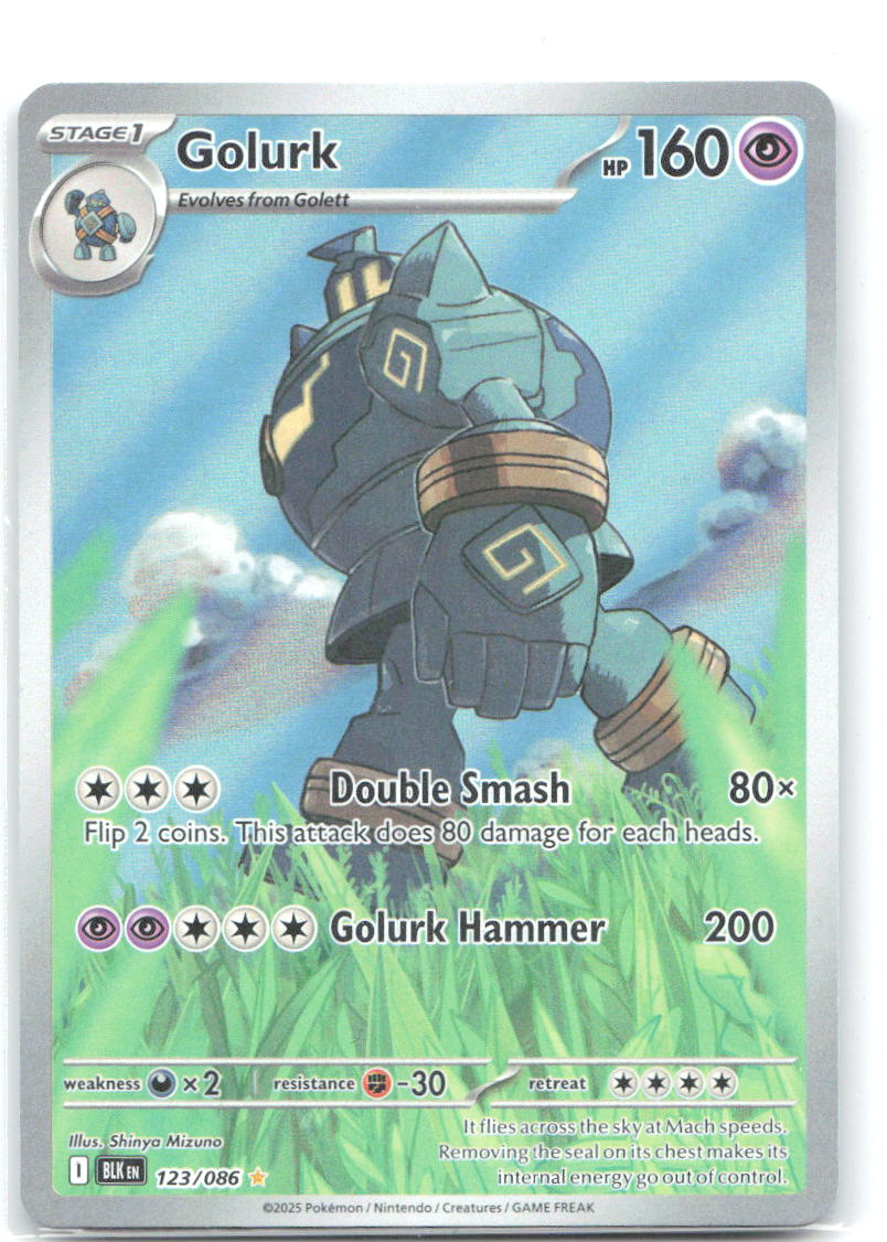 Golurk Holo Illustration Rare SV: Black Bolt 123/086 NM Shinya Mizuno