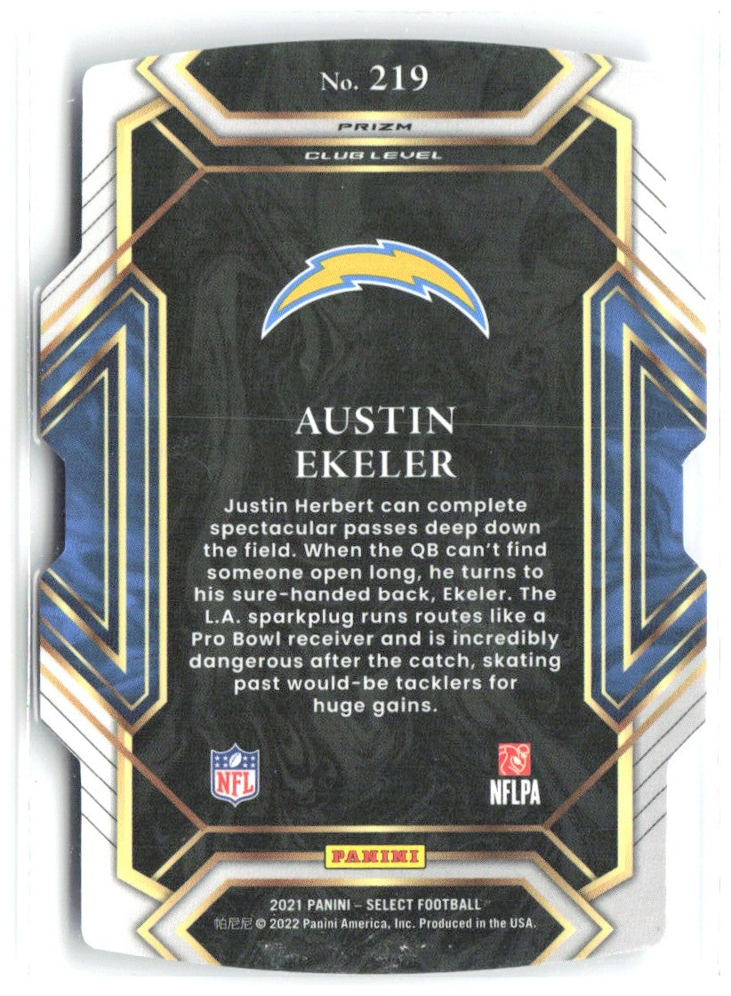 Austin Ekeler Panini Select - Silver Prizm Die Cut 245 2022 Los Angeles Chargers