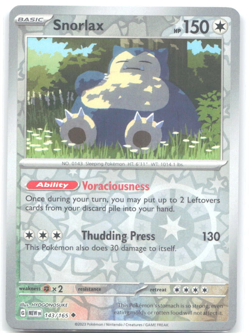 Snorlax Reverse Holo Uncommon SV: Scarlet & Violet 151 143/165 NM HYOGONOSUKE
