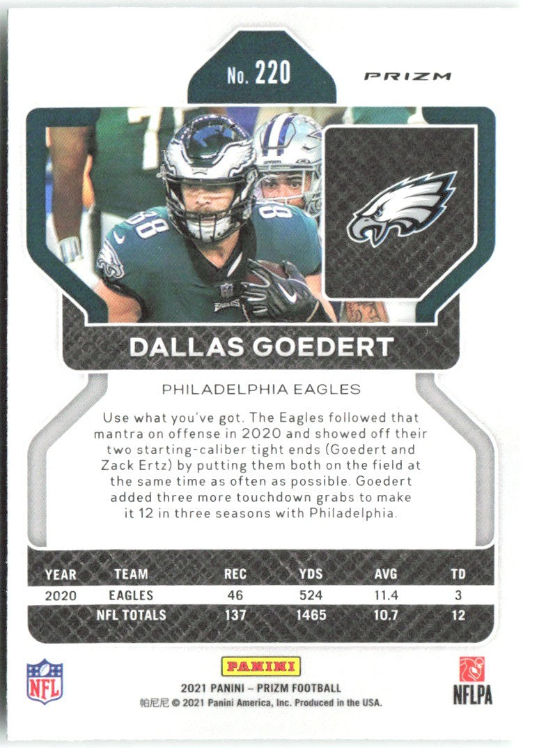 Dallas Goedert Panini Prizm - Neon Green Pulsar 220 2021 Philadelphia Eagles