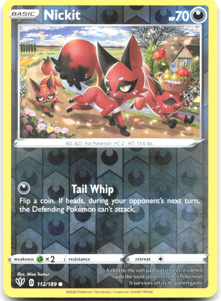 Nickit Reverse Holo Common SWSH03 Darkness Ablaze 112/189 NM Misa Tsutsui