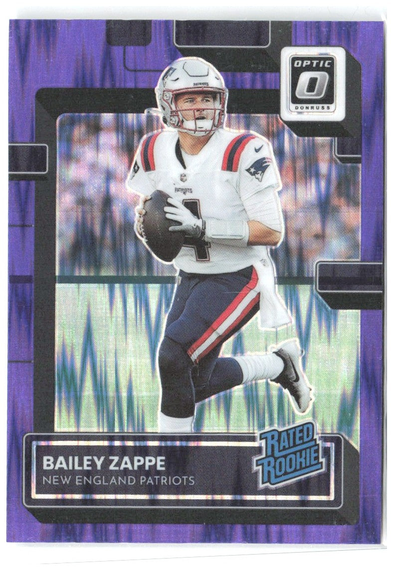 Bailey Zappe Donruss Optic - Purple Shock 229 2022 New England Patriots
