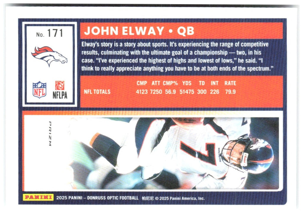 John Elway Donruss Optic - Holo 171 2025 Denver Broncos
