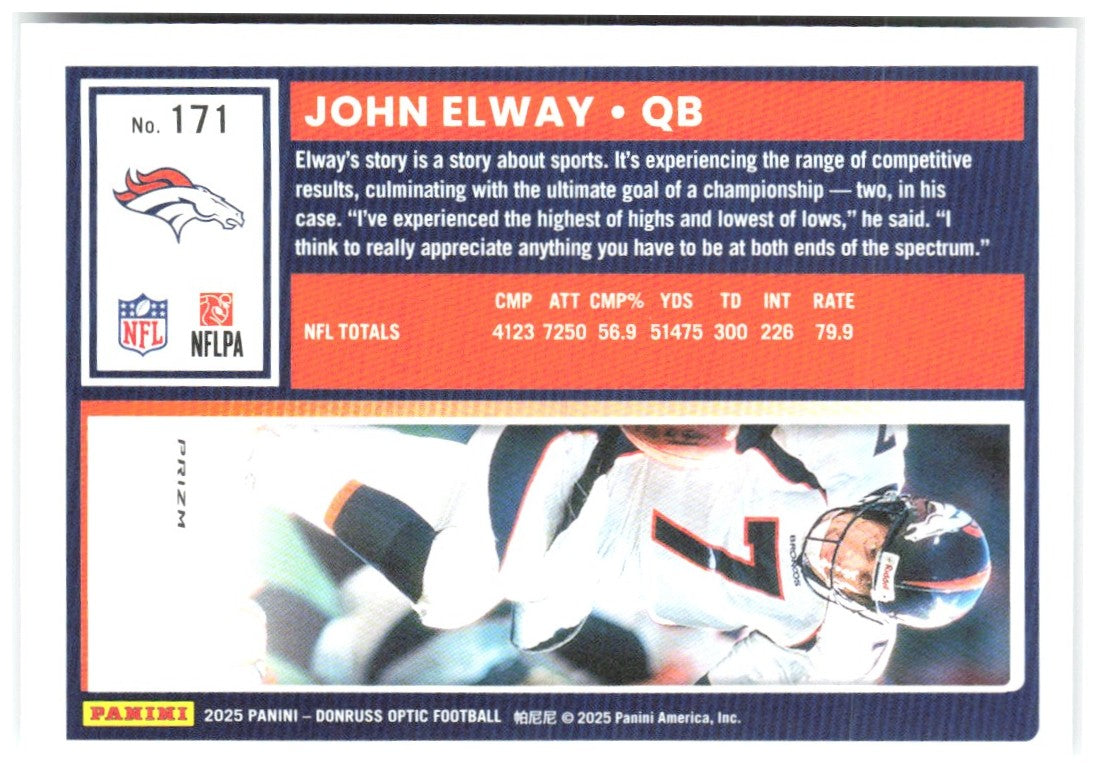 John Elway Donruss Optic - Holo 171 2025 Denver Broncos