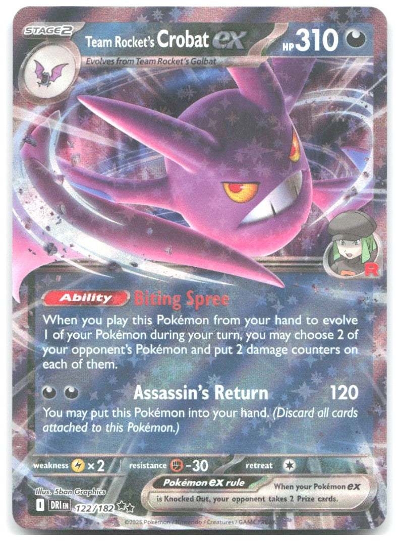 Team Rocket's Crobat ex Holo Double Rare SV10 Destined Rivals 122/182 NM matazo