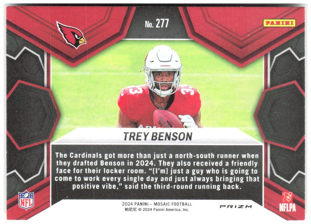 Trey Benson Panini Mosaic - Mosaic Reactive Yellow 277 2024 Arizona Cardinals