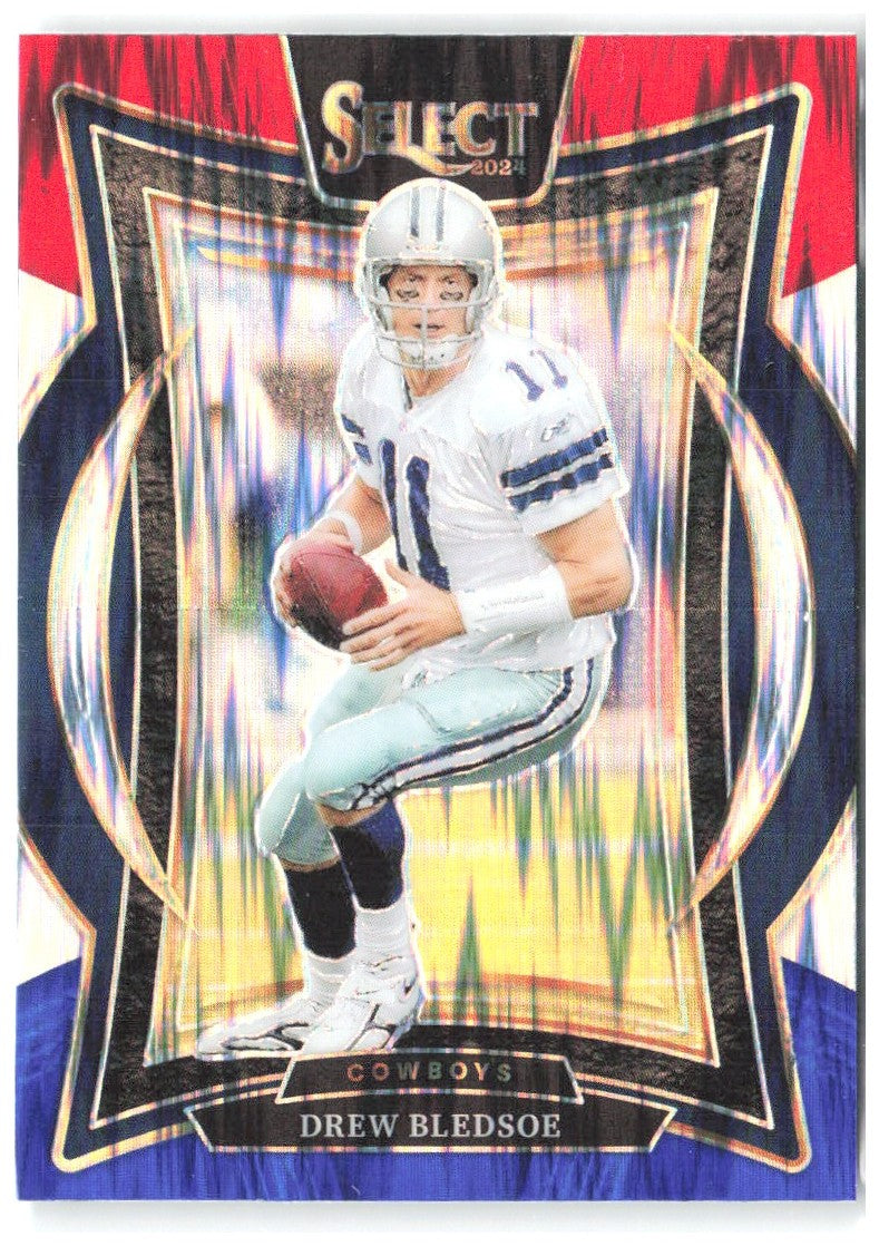 Drew Bledsoe Panini Select - Red & Blue Prizm Shock 53 2024 Dallas Cowboys