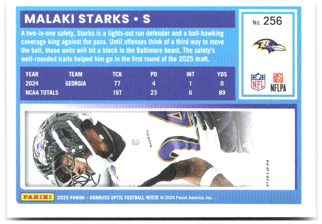 Malaki Starks Donruss Optic - Pink 256 2025 Baltimore Ravens