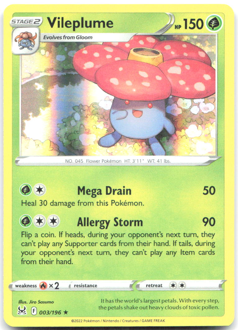 Vileplume Holo Rare SWSH11: Lost Origin 003/196 NM Jiro Sasumo