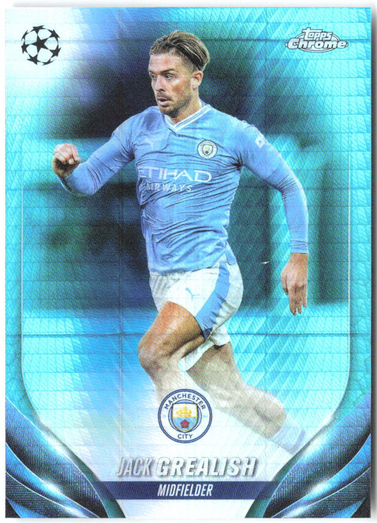 Jack Grealish Topps Chrome UEFA Competitions - Aqua Prism Refractor 124 2023-24