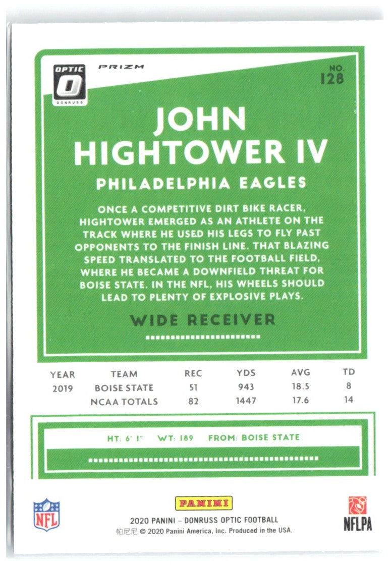 John Hightower IV Donruss Optic - Blue Hyper 128 2020 Philadelphia Eagles