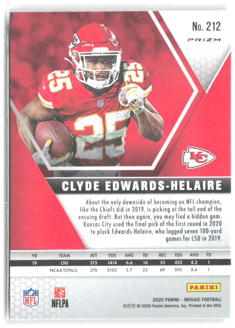 Clyde Edwards-Helaire Mosaic - Prizm Reactive Gold 212 2020 Kansas City Chiefs