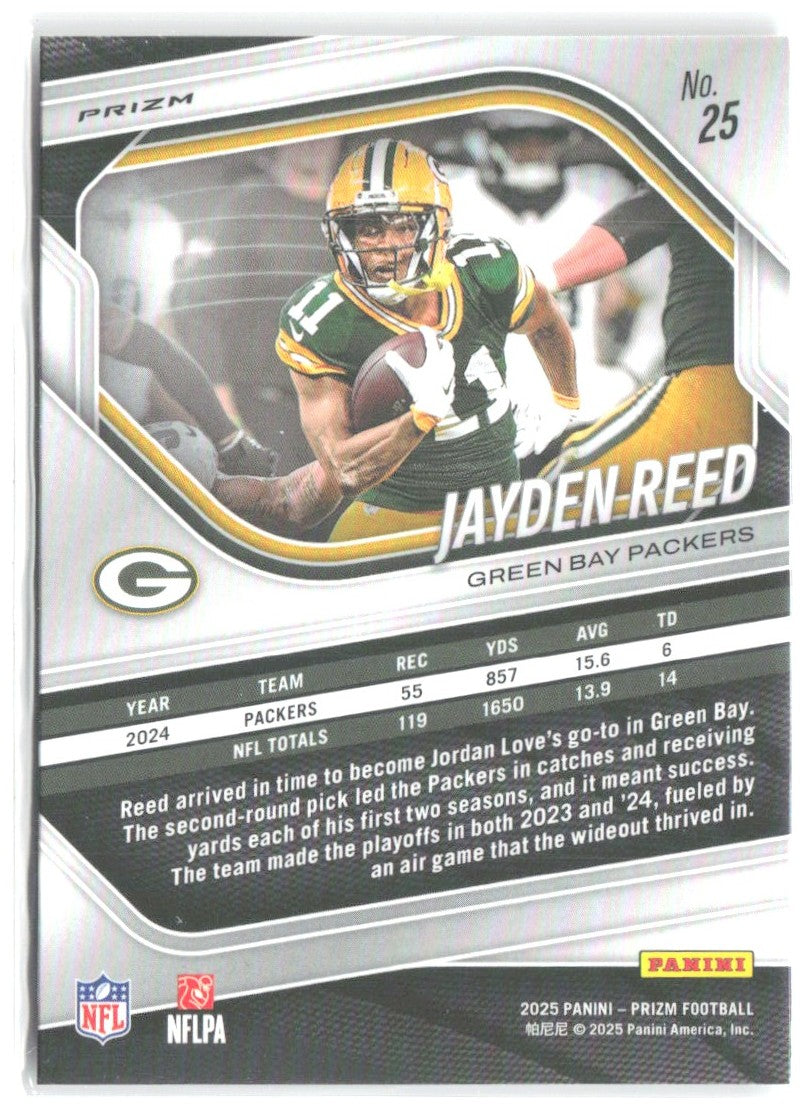 Jayden Reed Panini Prizm - Lazer 25 2025 Green Bay Packers