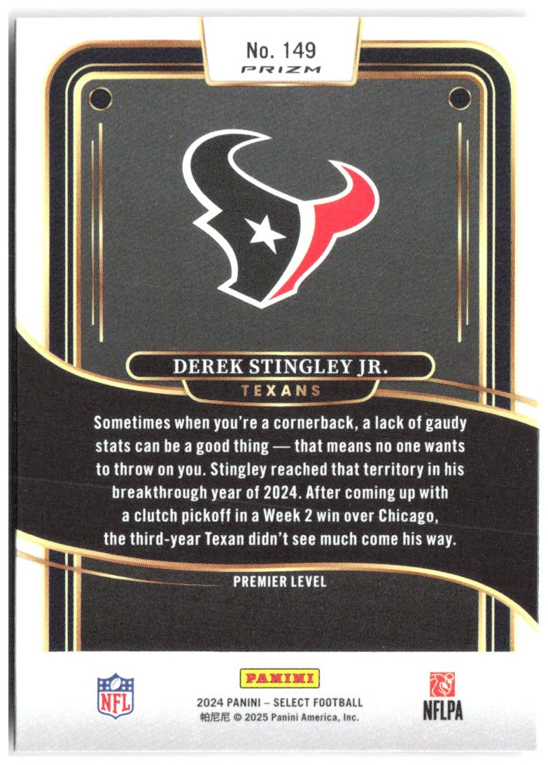 Derek Stingley Jr. Select - Red & Yellow Prizm Shock 149 2024 Houston Texans