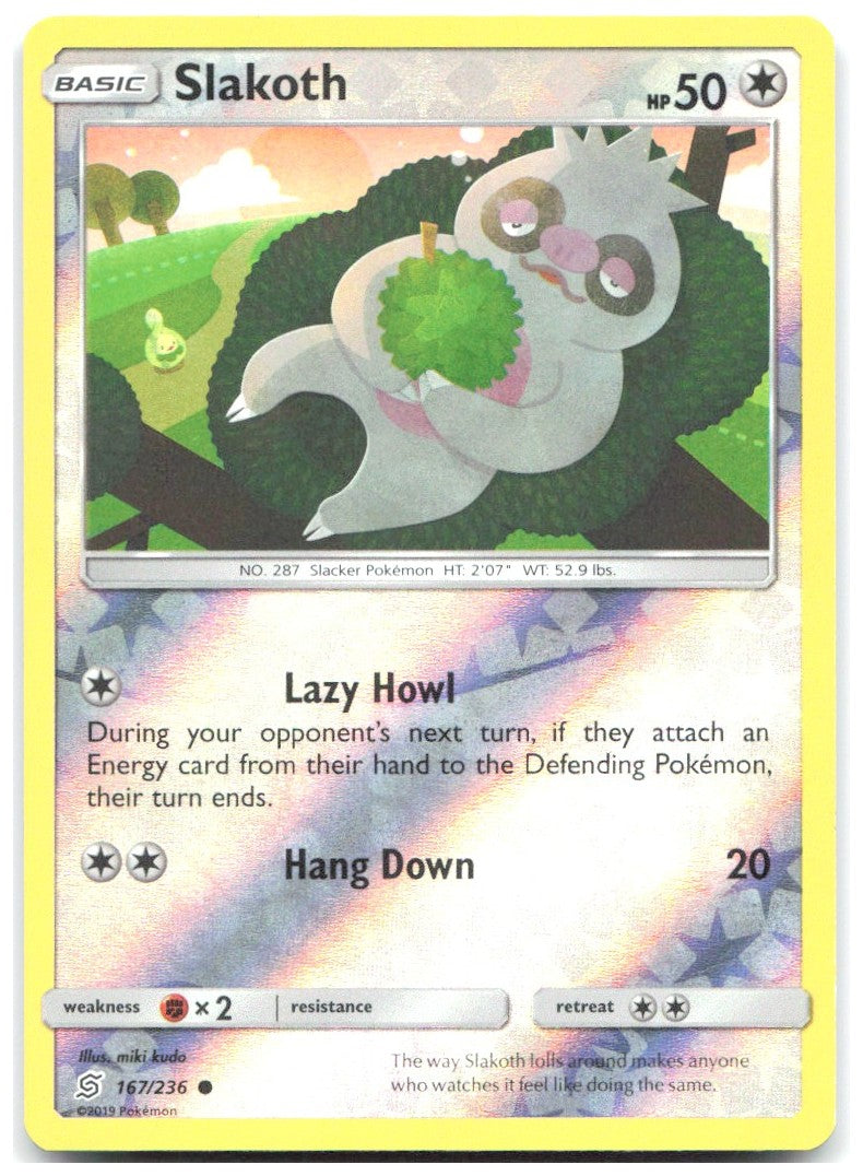 Slakoth 167 Reverse Holo Common SM Unified Minds 167/236 NM miki kudo