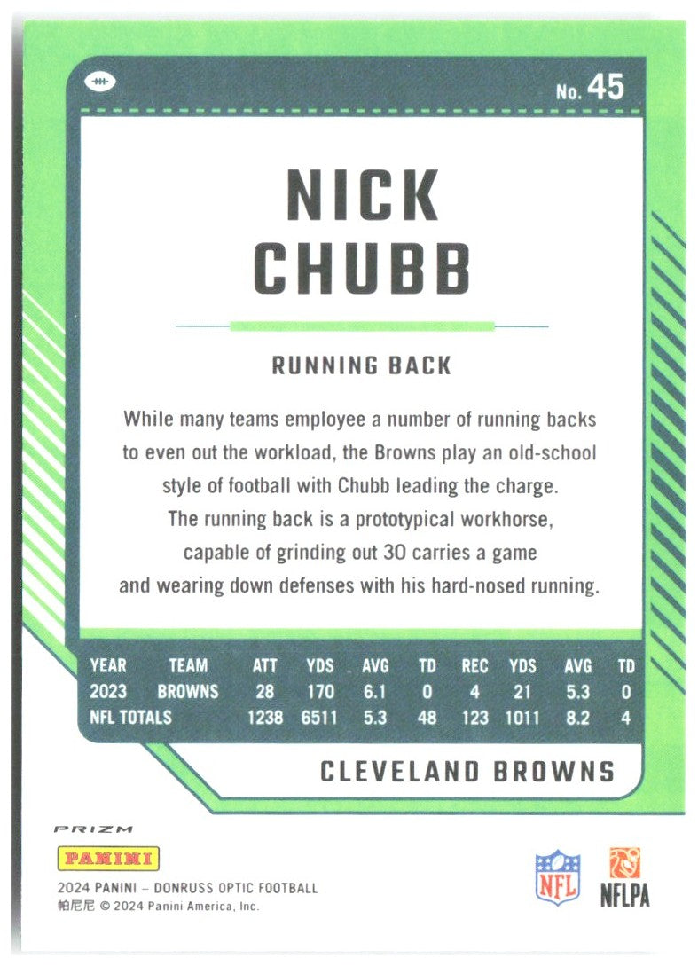 Nick Chubb Donruss Optic - Holo 45 2024 Cleveland Browns