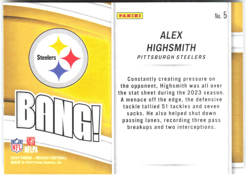 Alex Highsmith Panini Mosaic - Bang! 5 2024 Pittsburgh Steelers