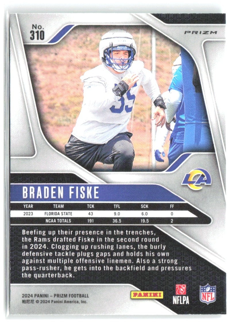Braden Fiske Panini Prizm - Green 310 2024 Los Angeles Rams