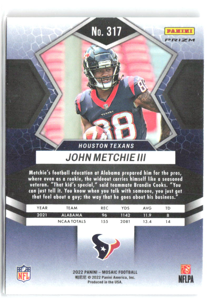 John Metchie III Panini Mosaic - Mosaic Reactive Orange 317 2022 Houston Texans
