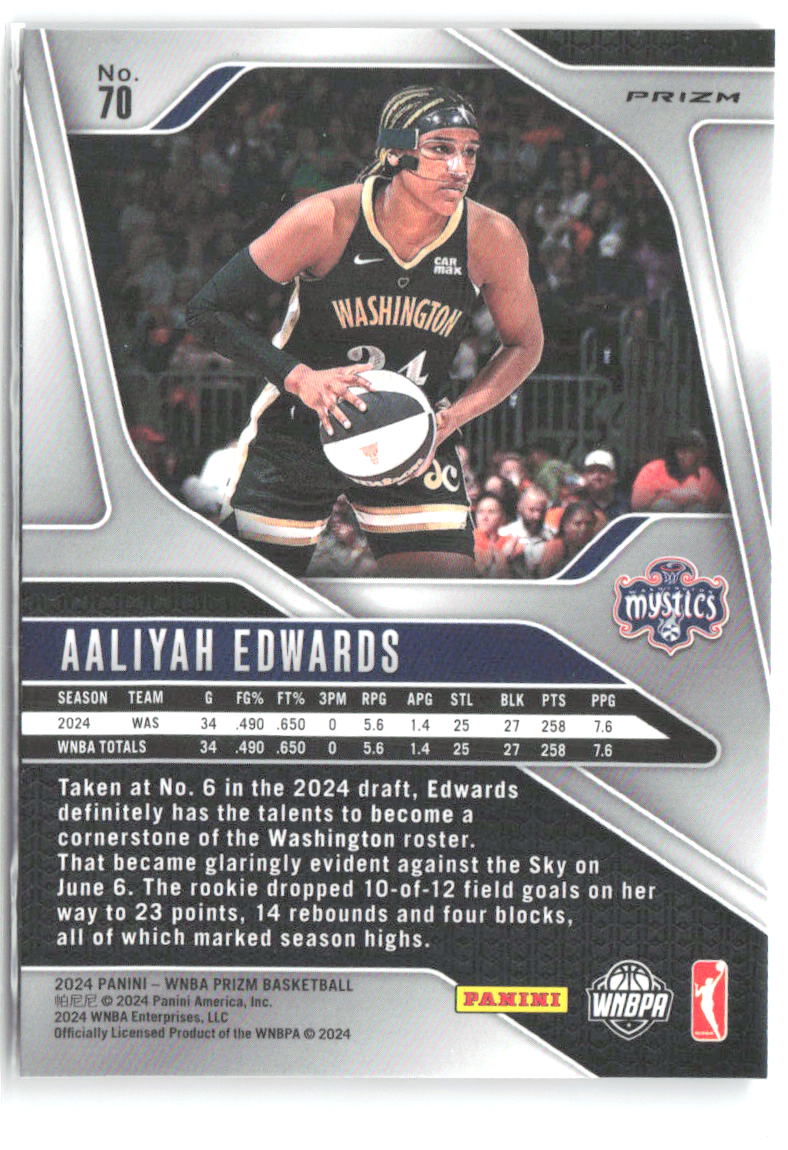 Aaliyah Edwards Panini Prizm WNBA - WNBA Logo Prizms 70 2024 Washington Mystics