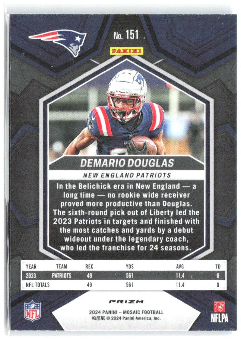 Demario Douglas Panini Mosaic Mosaic Reactive Blue 151 2024 New England Patriots