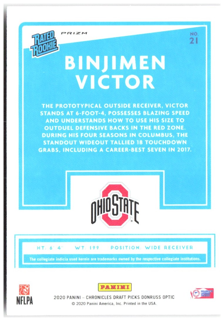 Binjimen Victor Chronicles Draft Picks - Donruss Optic Rated Rookies Red 21 2020