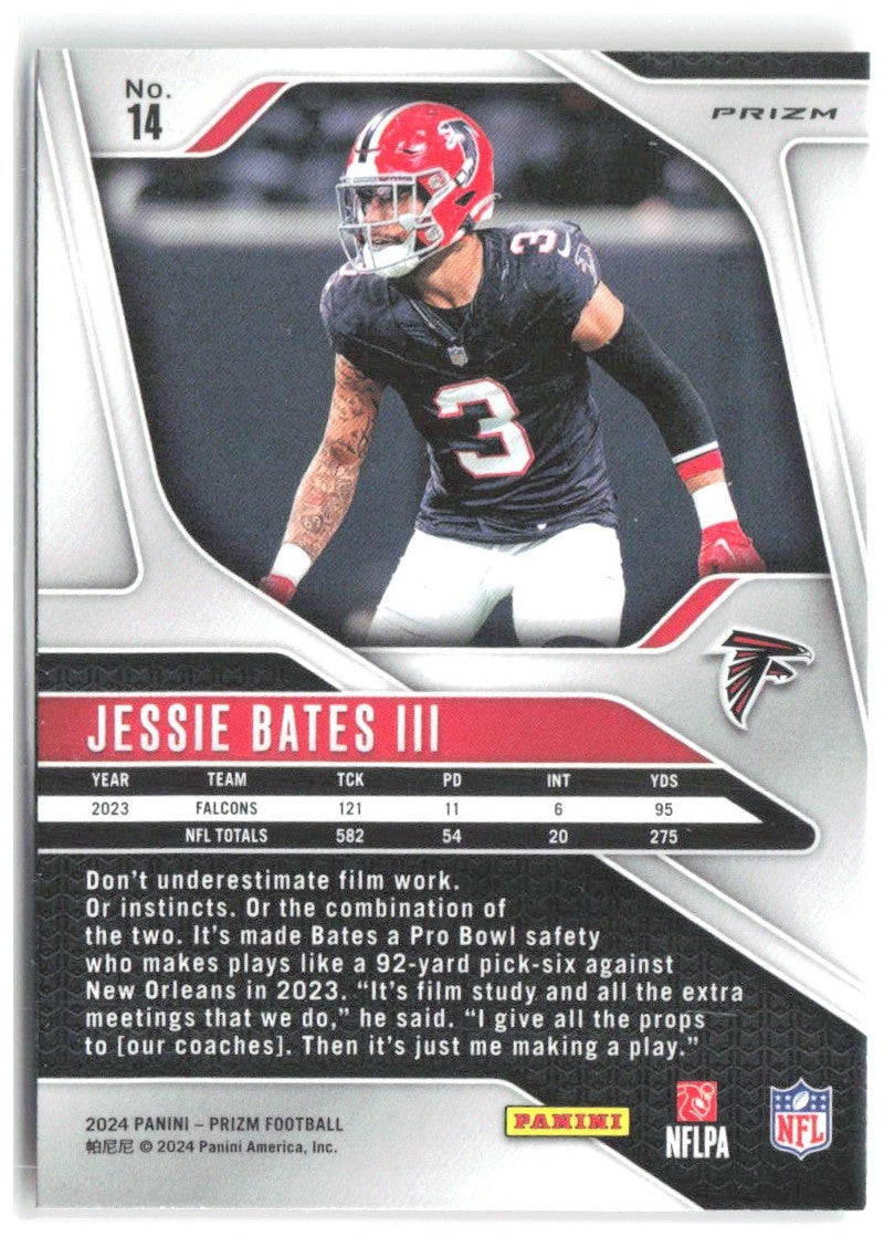 Jessie Bates III Panini Prizm - Lazer 14 2024 Atlanta Falcons