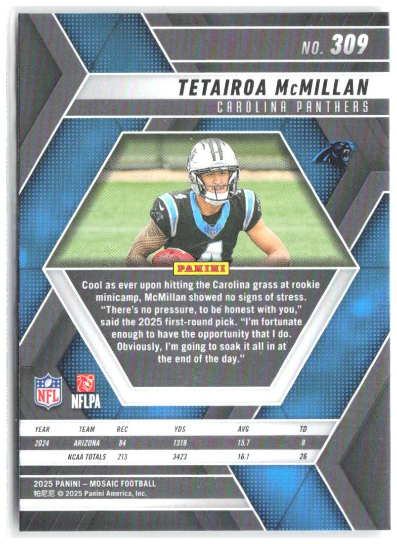 Tetairoa McMillan Panini Mosaic 309 2025 Carolina Panthers RC