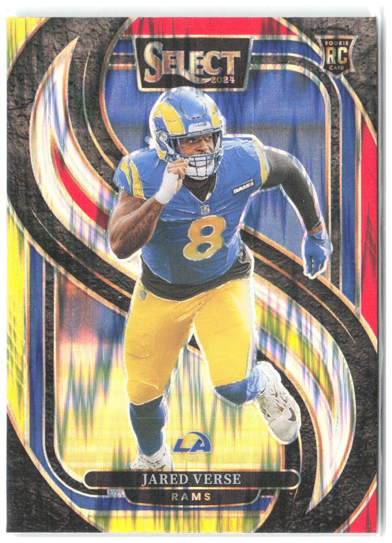 Jared Verse Panini Select - Red & Yellow Prizm Shock 132 2024 Los Angeles Rams