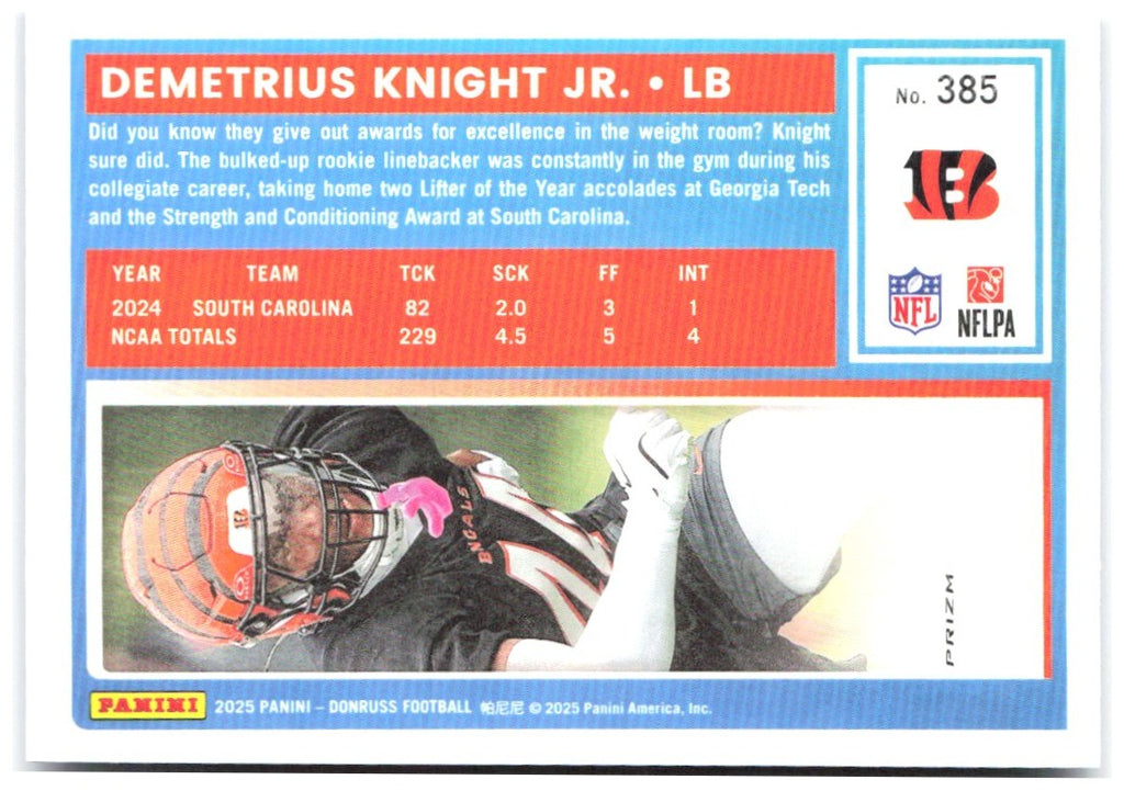 Demetrius Knight Jr. Donruss - Optic Rated Rookies Blue Scope 385 2025 Bengals