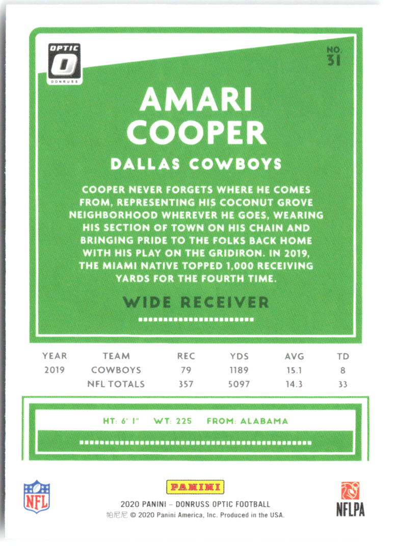Amari Cooper Donruss Optic 31 2020 Dallas Cowboys