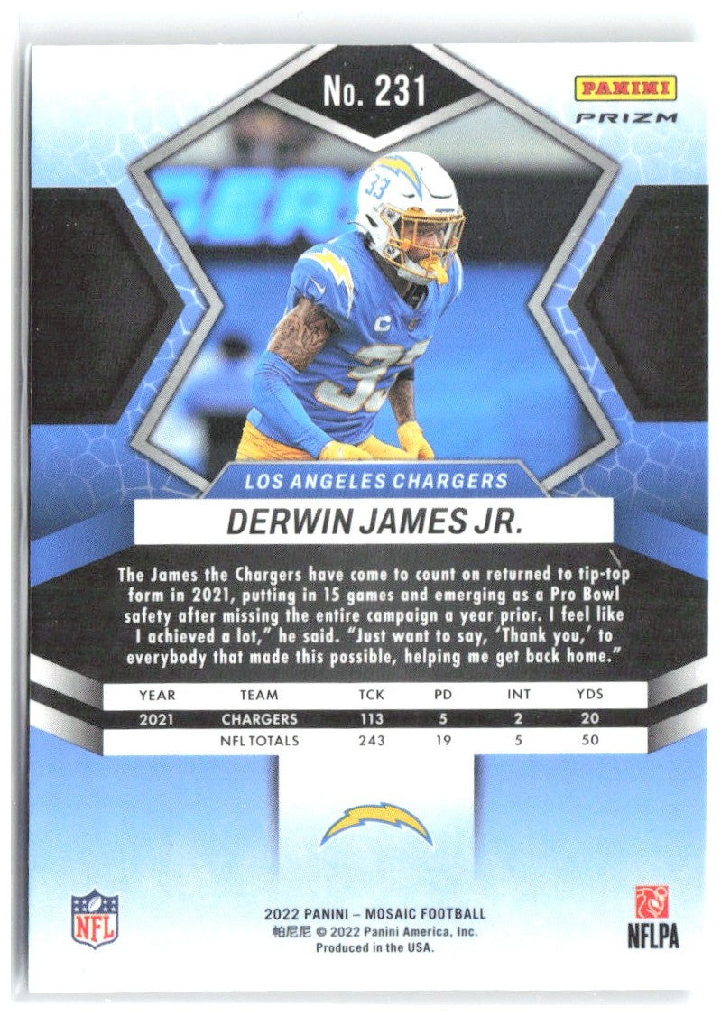 Derwin James Jr. Panini Mosaic - Mosaic Green 231 2022 Los Angeles Chargers
