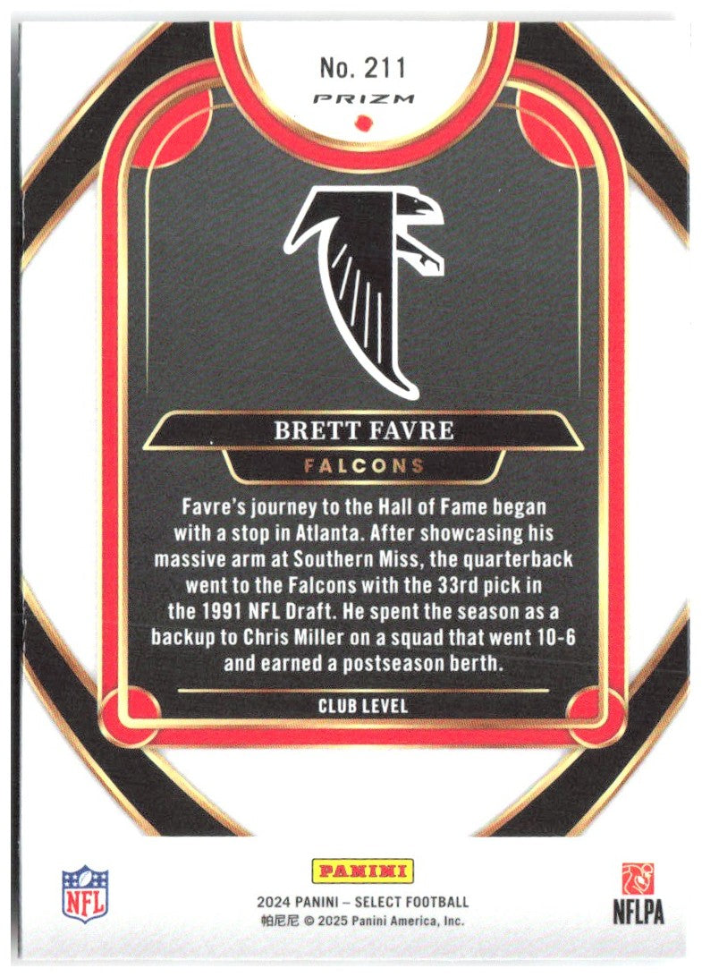 Brett Favre Panini Select - Red & Yellow Prizm Shock 211 2024 Atlanta Falcons