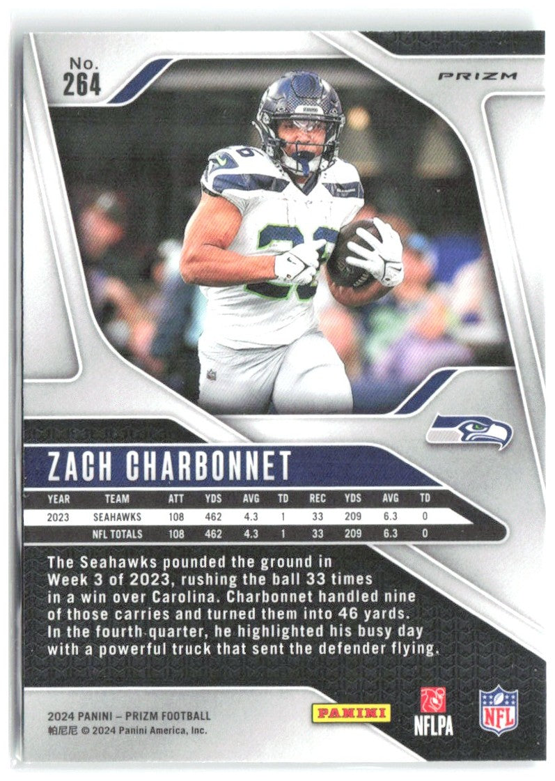 Zach Charbonnet Panini Prizm - Green 264 2024 Seattle Seahawks