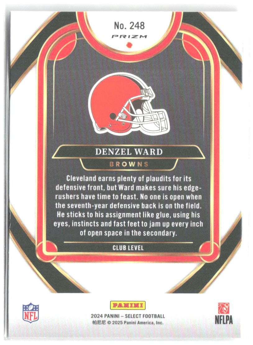 Denzel Ward Panini Select - Red & Yellow Prizm Shock 248 2024 Cleveland Browns