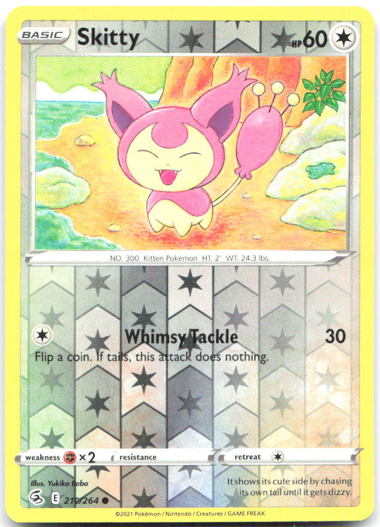 Skitty Reverse Holo Common SWSH08 Fusion Strike 210/264 NM Yukiko Baba