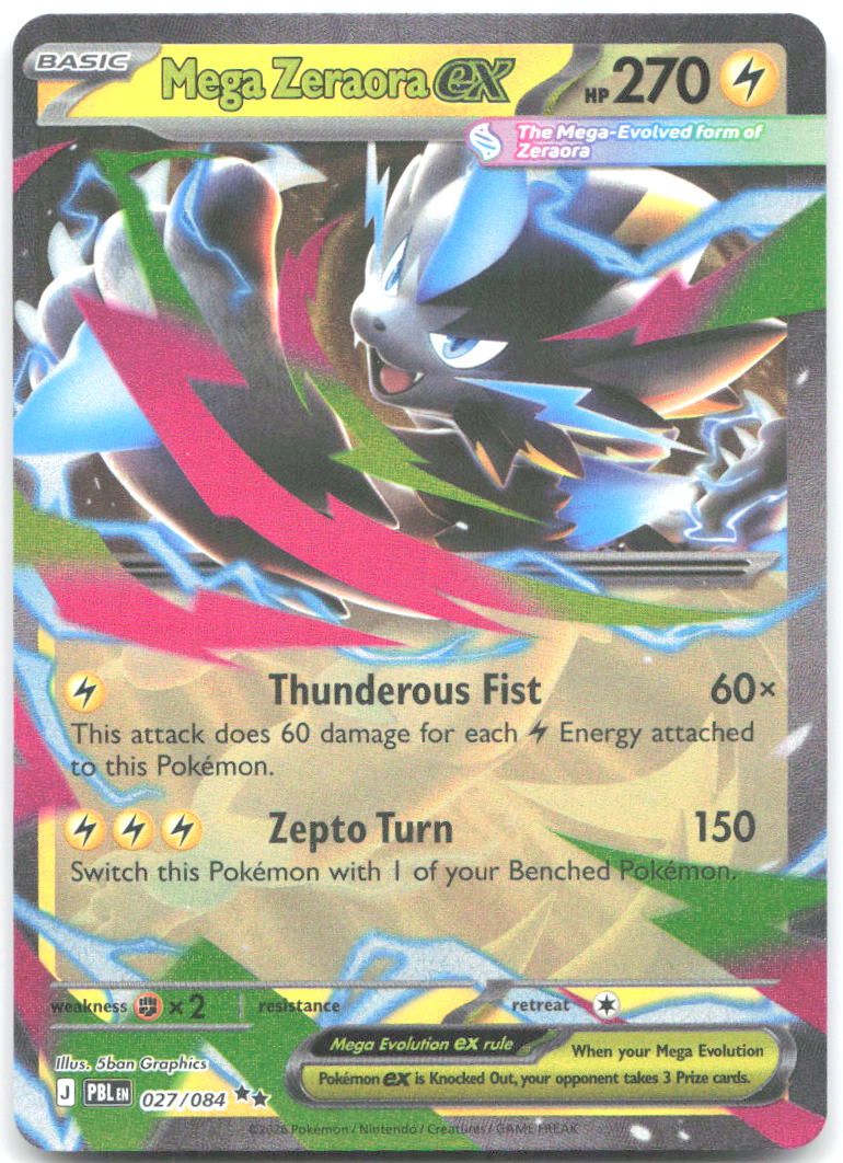 Mega Zeraora ex Holo Double Rare ME05 Pitch Black 027/084 NM 5ban Graphics