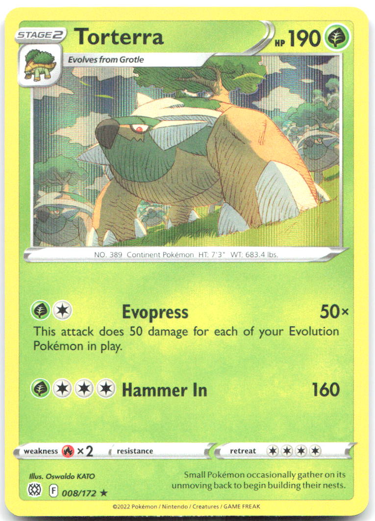Torterra Holo Rare SWSH09: Brilliant Stars 008/172 NM kawayoo