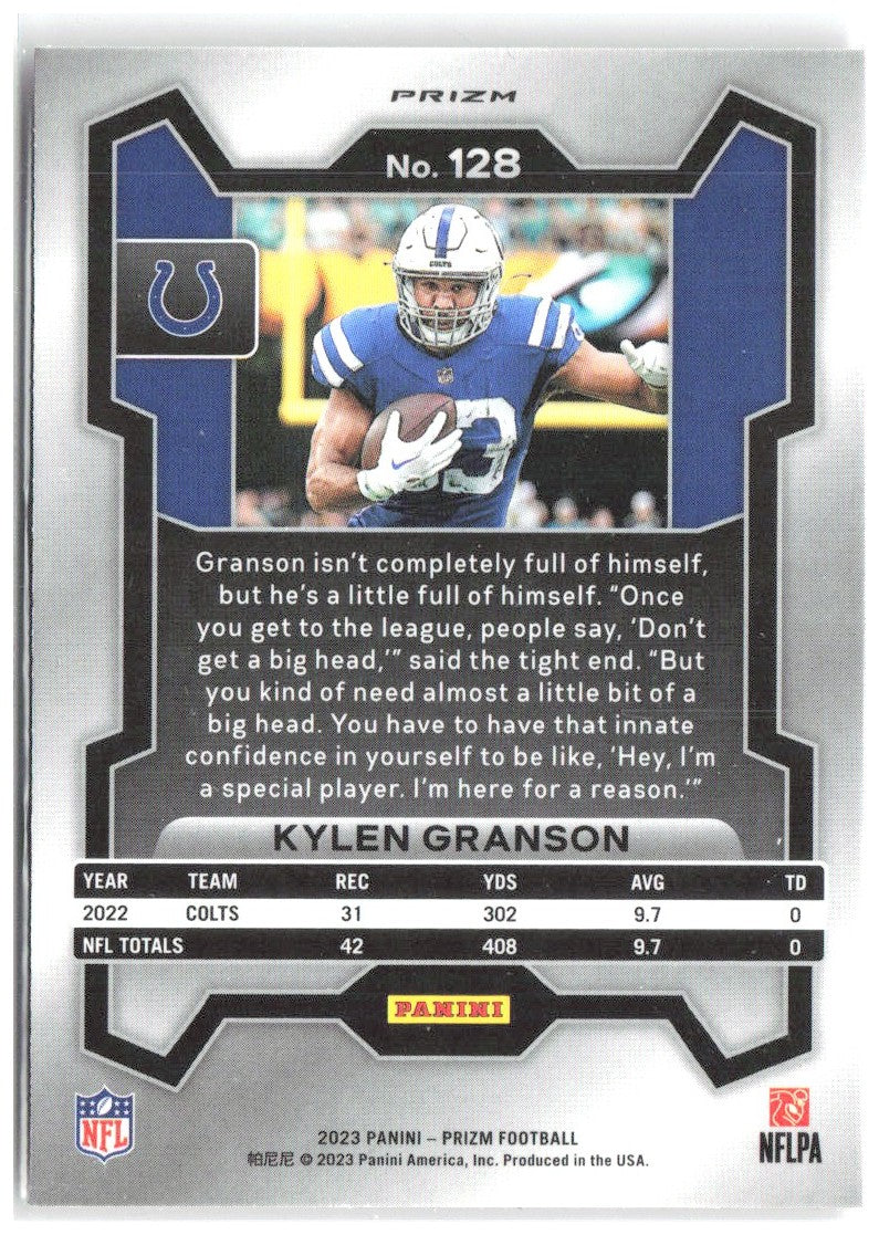 Kylen Granson Panini Prizm - Red 128 2023 Indianapolis Colts