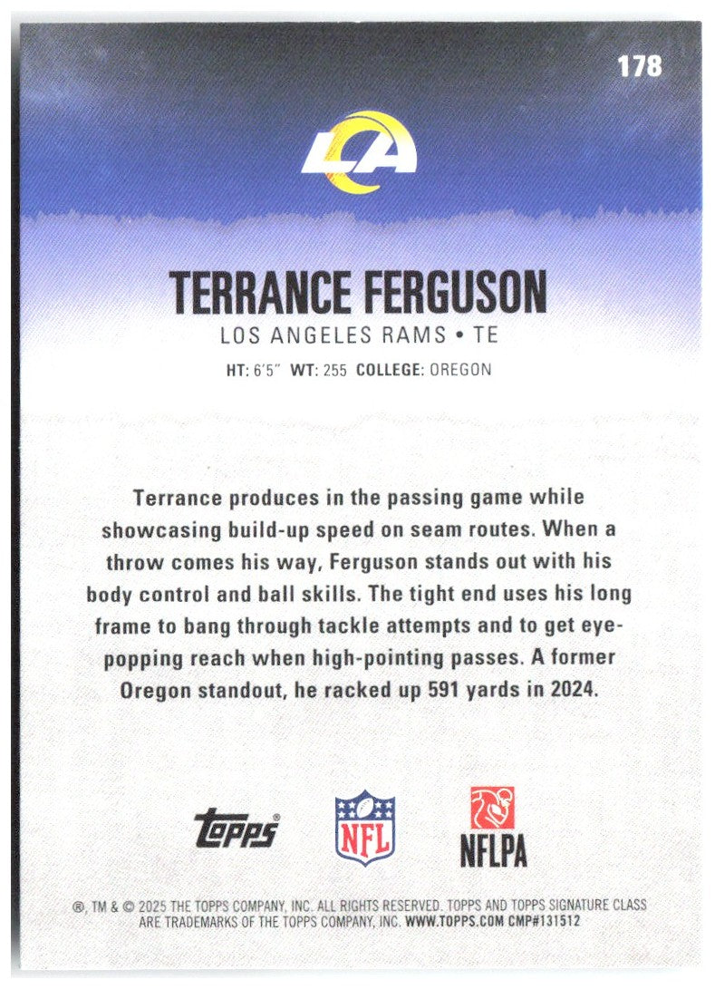 Terrance Ferguson Topps Signature Class 178 2025 Los Angeles Rams RC