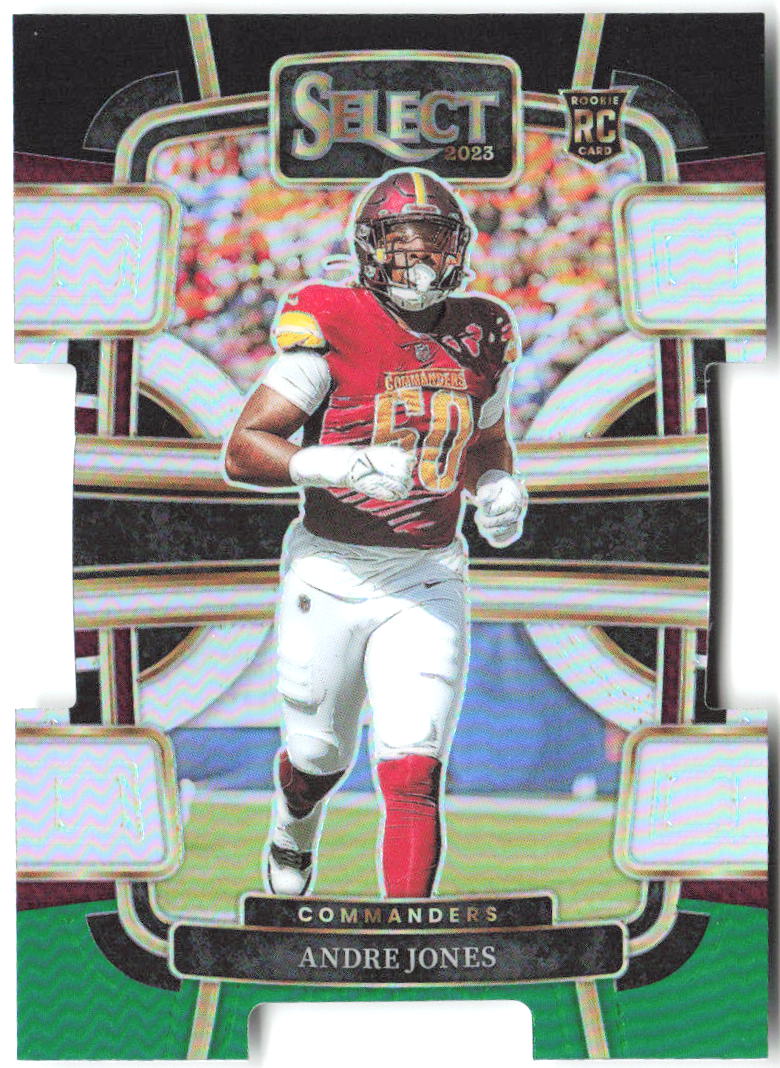 Andre Jones Select Black and Green Prizms Die Cuts 98 2023 Washington Commanders