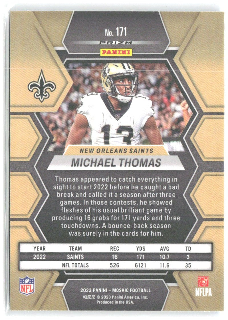 Michael Thomas Panini Mosaic - Reactive Blue Mosaic 171 2023 New Orleans Saints