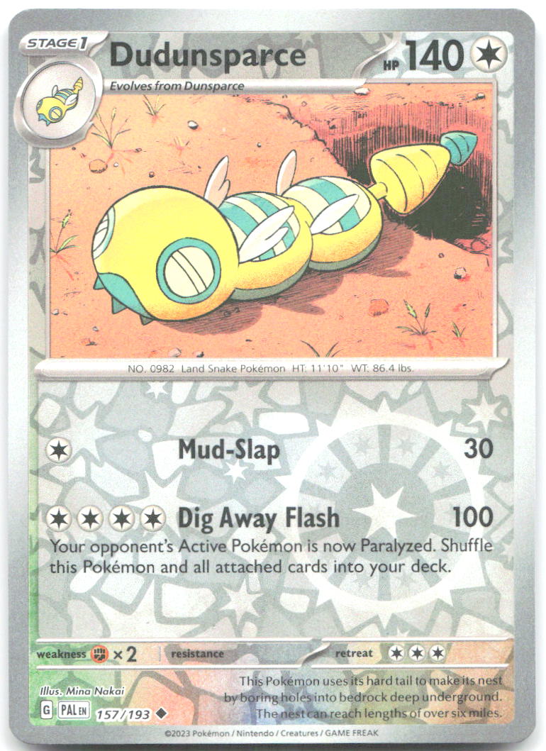 Dudunsparce Reverse Holo Uncommon SV02 Paldea Evolved 157/193 NM Mina Nakai